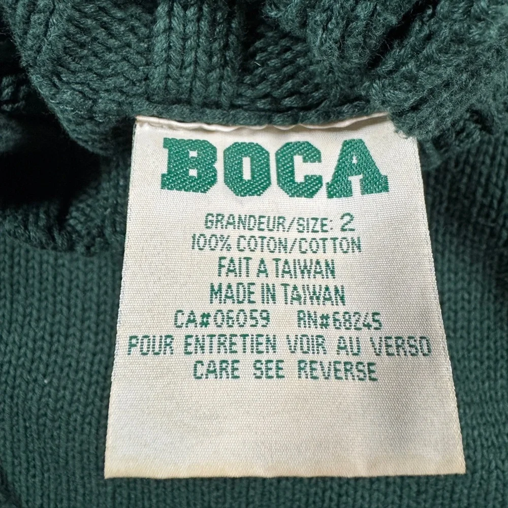 🔥 Vintage 90s BOCA Oversized Green Chunky Knit Turtleneck Sweater 🔥 - Picture 5 of 10